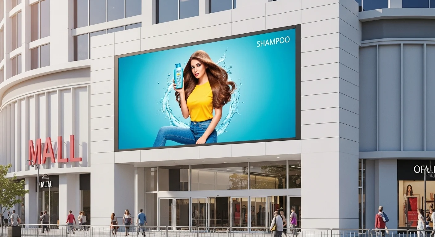 Outdoor LED Display on Shopping Mall in Bangladesh – Shampoo Advertisement
