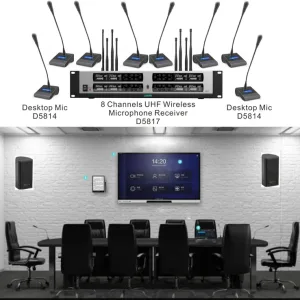 Smart AI conference microphone setup with 360° voice pickup, AI voice localization, and echo-cancellation technology.
