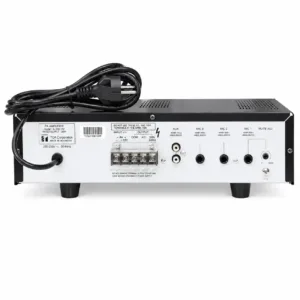 TOA A-230 30W mixer power amplifier with mic inputs, AUX inputs, 100V/70V speaker output, tone control, and reliable PA sound.