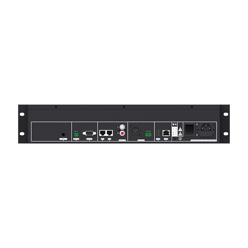 SPON LCM-6010 Digital Conference System Central Unit back The SPON LCM-6010 Digital Conference System Central Unit is a professional conference management controller designed to combine the reliability of wired conference systems with the flexibility of wireless operation. It supports simultaneous management of wired and wireless discussion units, making it ideal for conference rooms, boardrooms, lecture halls, multipurpose halls, government meeting rooms, and corporate training facilities. Featuring a 4.3-inch color display, camera tracking support, conference recording, voting functions, and web-based management, the LCM-6010 delivers a complete and intelligent conference solution. back