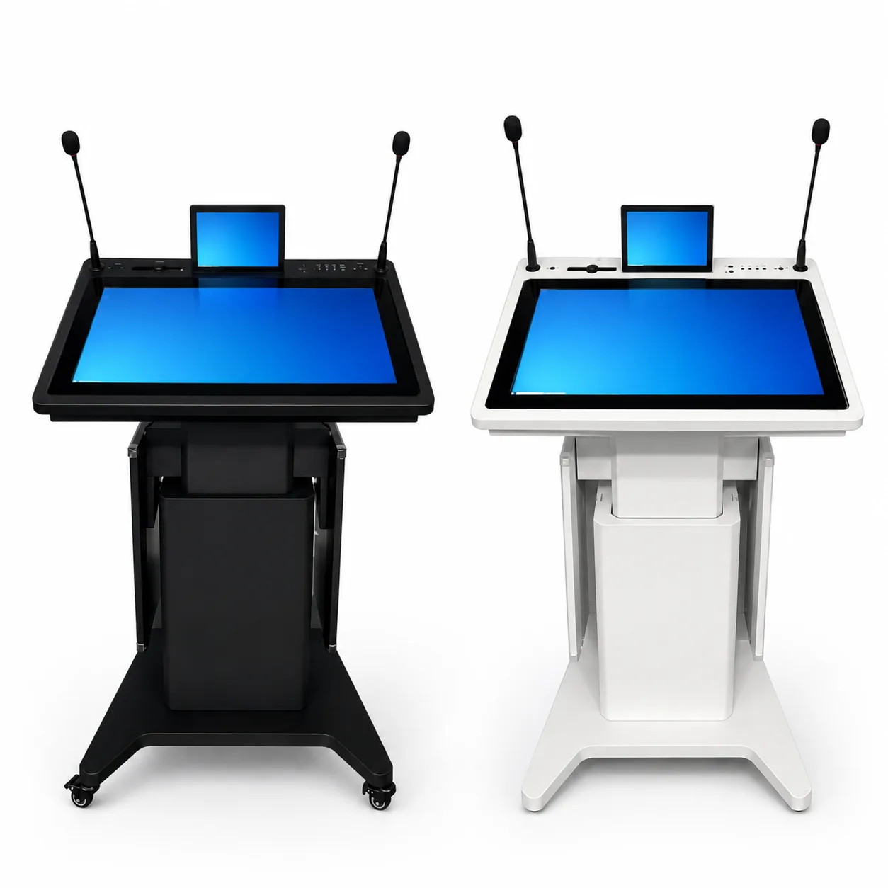 Dual-Screen Smart Digital Podium with Two Microphones Dual-Screen Smart Digital Podium with Two Microphones